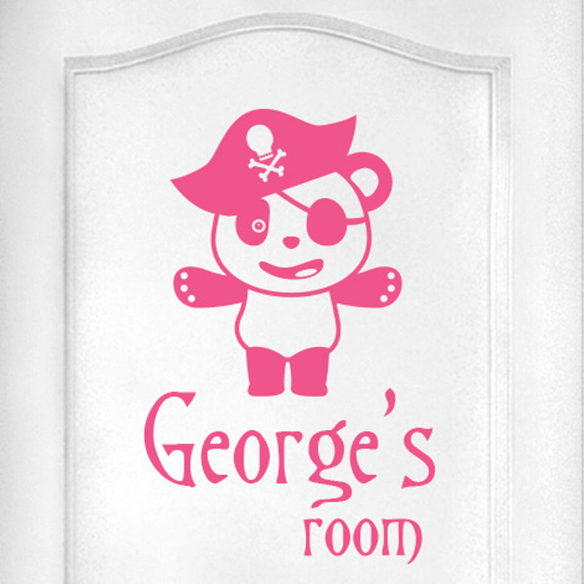 Personalised Pirate Panda Door Room Wall Sticker