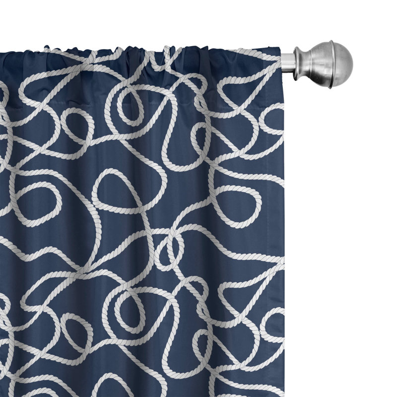 Under the Sea Atlantic Ocean Semi-Sheer Rod Pocket Curtain Panels, 28" x 63"