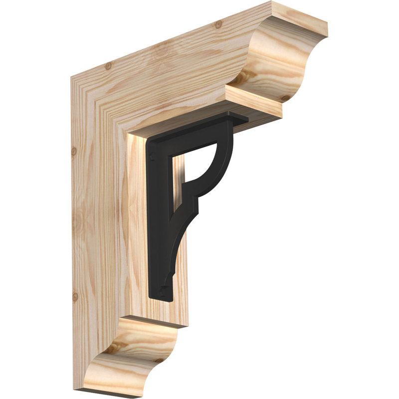 Support simple en fer Bradford 8 po, H 18 po x P 15 1/2 po, Sapin Douglas (l 4 po x P 4 po)