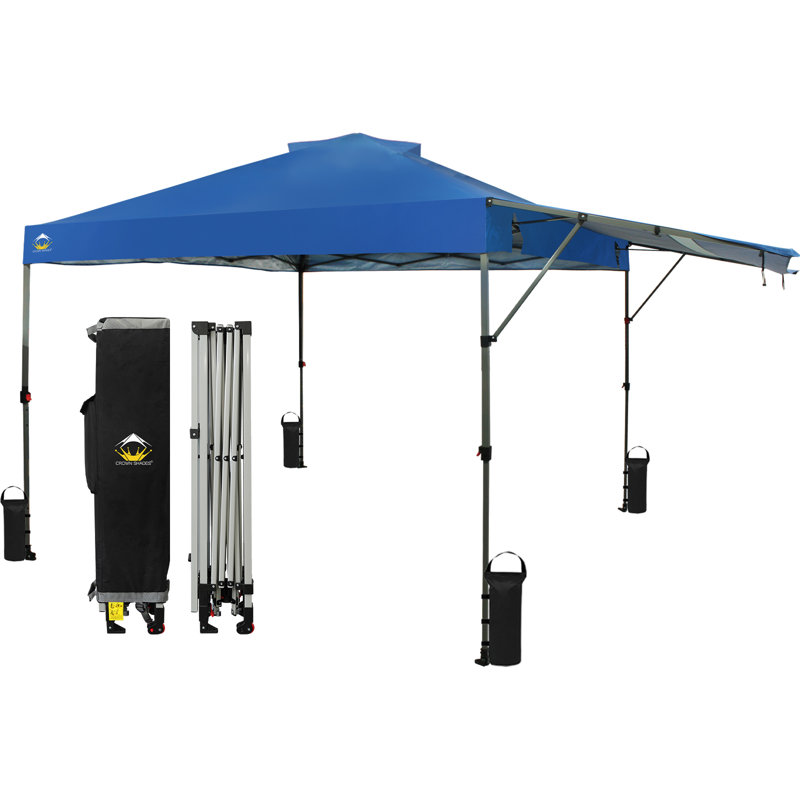 Commercial 10 Ft. W x 10 Ft. D Instant Pop-Up Canopy Tent with Extended Awning and Patented Centerlock Blue, Blue