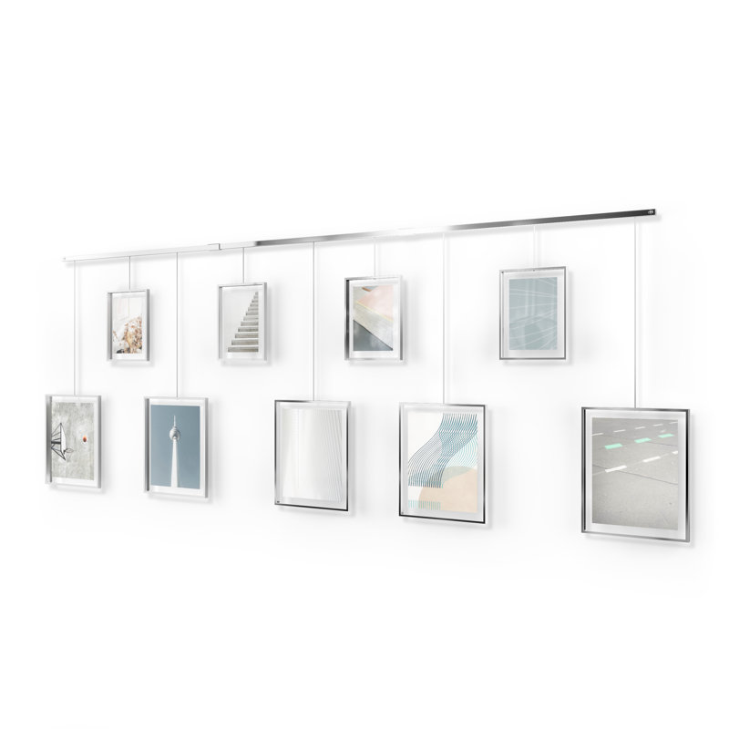 Exhibit Wall Picture Frames, Set of 9, Grey