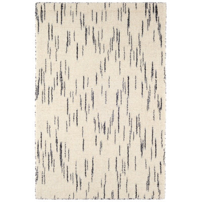 Ozzie Black/White Hand Loom Knotted Wool Rug