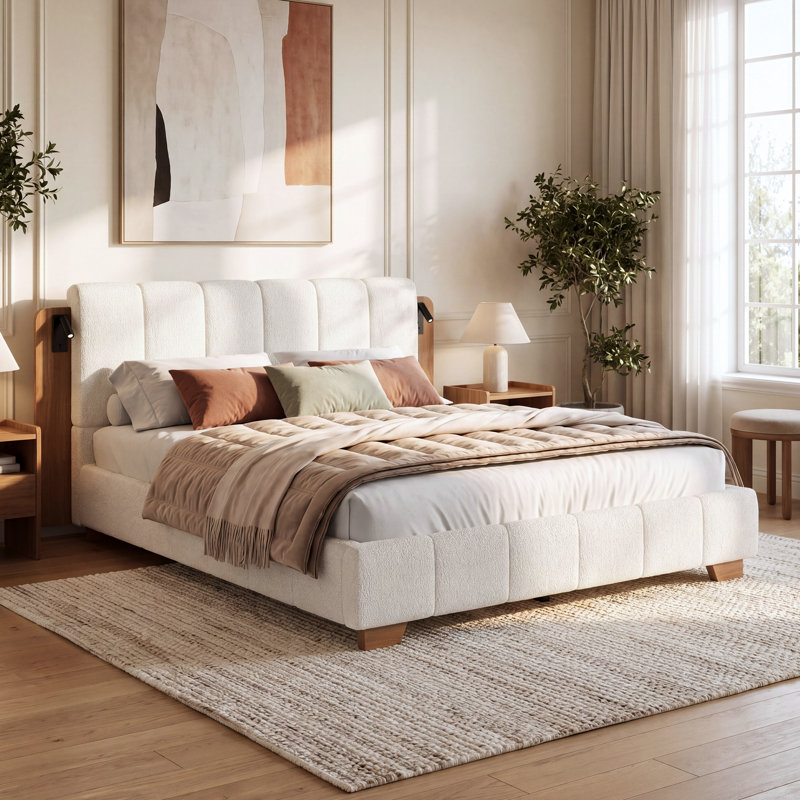 Lit plateforme tapissier Virellan, Grand lit