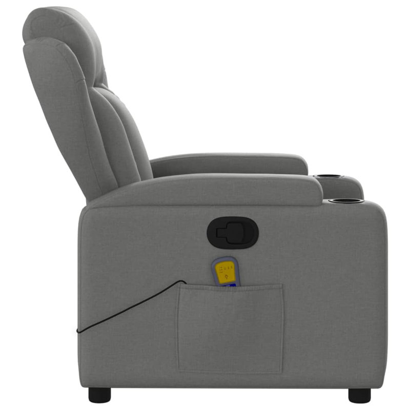 Fauteuil inclinable de massage en tissu vidaXL, dossier et repose-pieds réglables, Tissu gris foncé