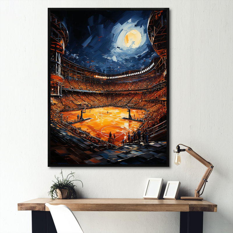 Basketball Dome Stadium - Stades, art encadré, Cadre flottant noir, H 40 po x l 30 po x P 1,5 po