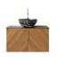 Meuble-lavabo de 30 po, comptoir en pierre frittée noire, finition grain de chêne brun, conception en diagonale, portes à fermeture en douceur, - meuble-lavabo et lavabo, armoire de rangement en contreplaqué, cuve en céramique bol, motif, chêne, grand