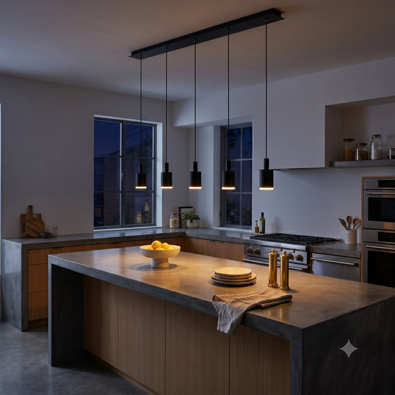 Essoura 5 - Light Kitchen Island Pendant, Black/Black