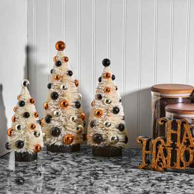 7.5-10.5'' Halloween Sisal Tree Set of 3