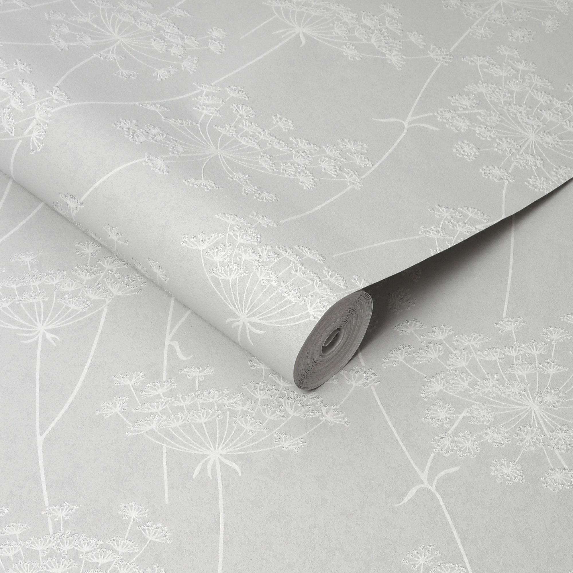 Edmore Modern Floral Wallpaper, Cloud Gray