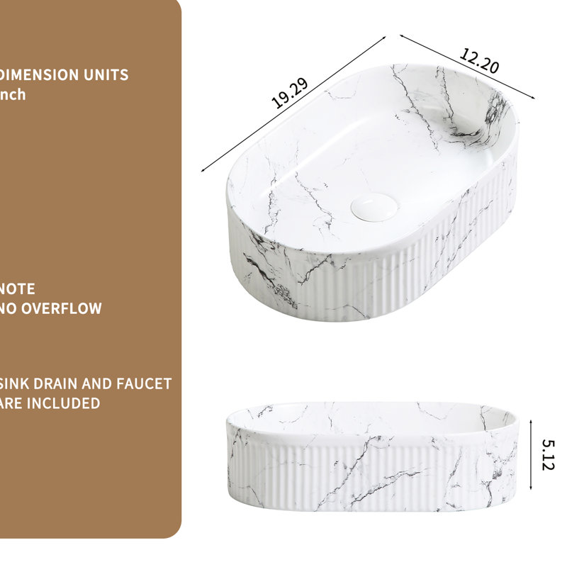 Lavabo de salle de bain ovale en marbre noir et blanc 19 x 12 pouces, lavabo en porcelaine en céramique avec motif unique, drain rapide en céramique, robinet à motif de bulles, lisse à bulles