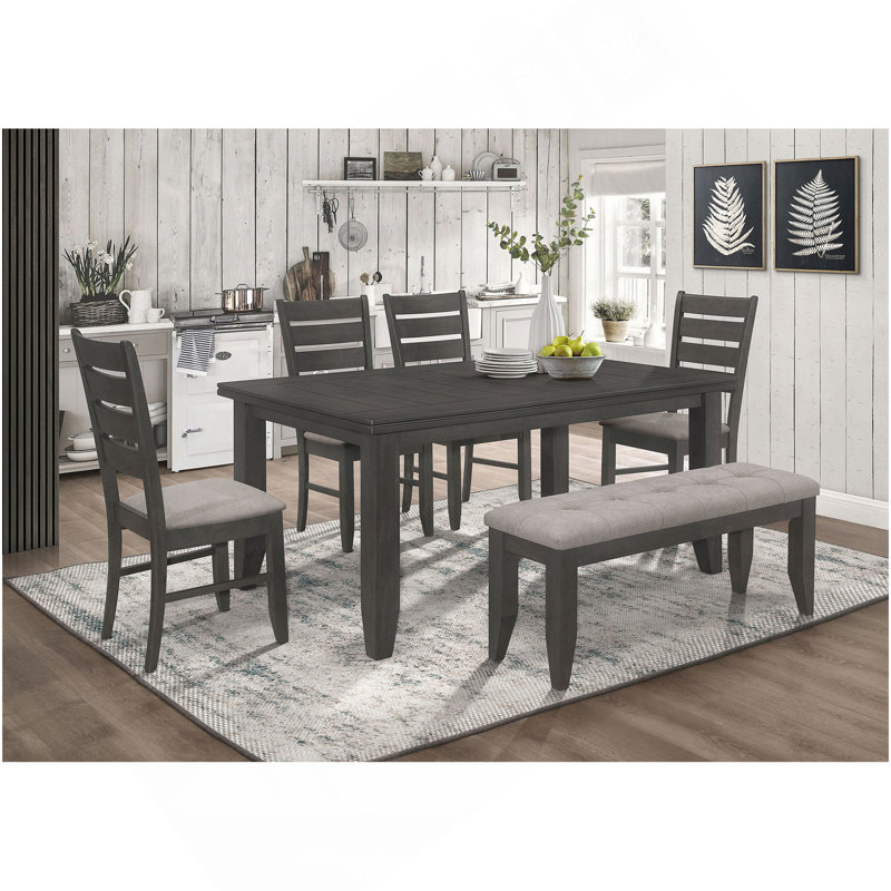 Dexter Grey And Dark Grey 6-Piece Rectangular Dining Set