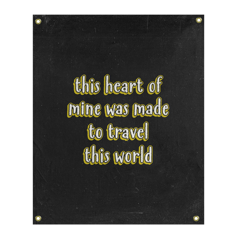 Tapisserie tableau noir en polyester de voyage love quot, H 59 pi x l 50 po, Jaune