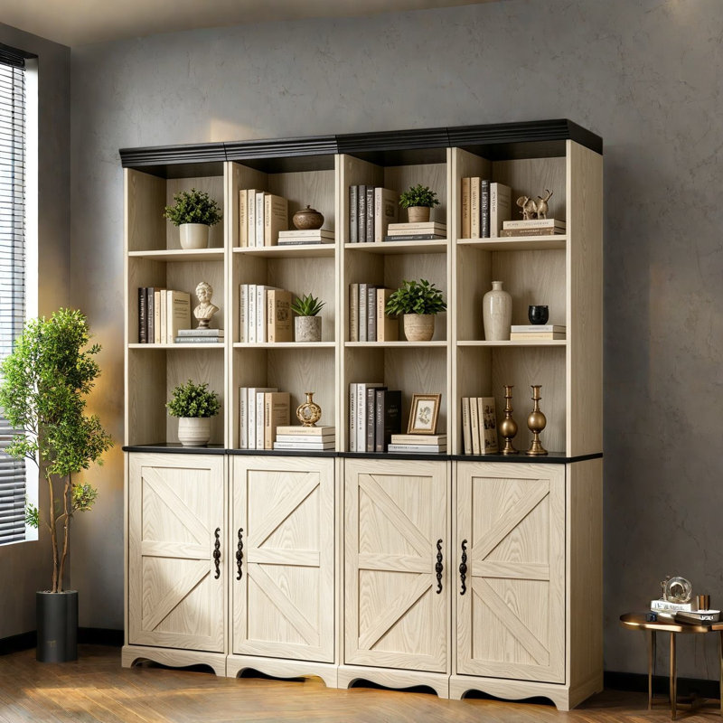 en 1 avec bibliothèques et rangement, panneau de fibres à densité moyenne ajustable en bois pour la maison