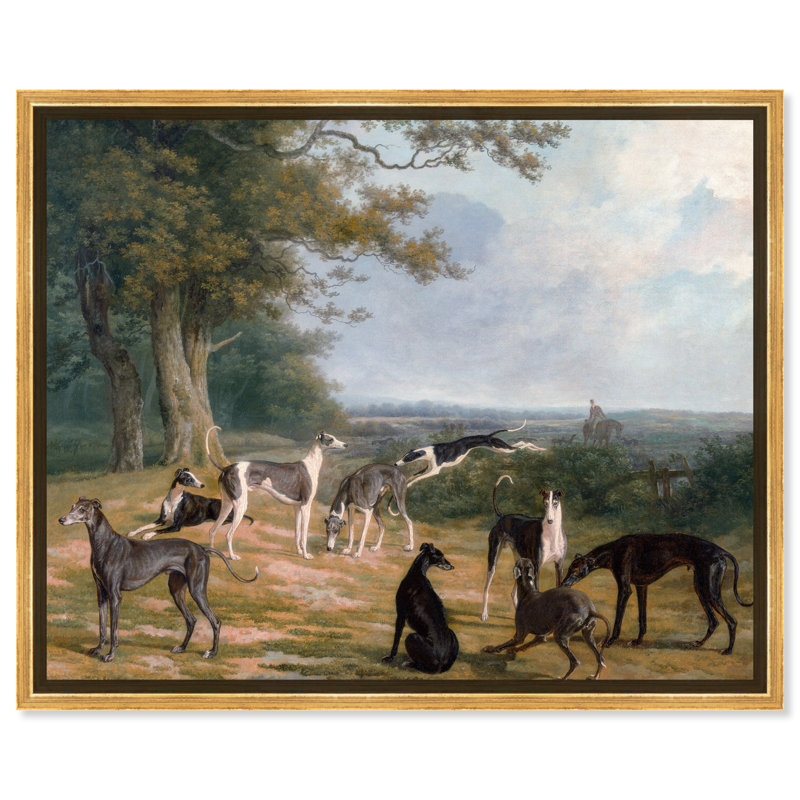 Reproduction d'art, "Chiens et chiots" par Oliver Gal, Cadre doré