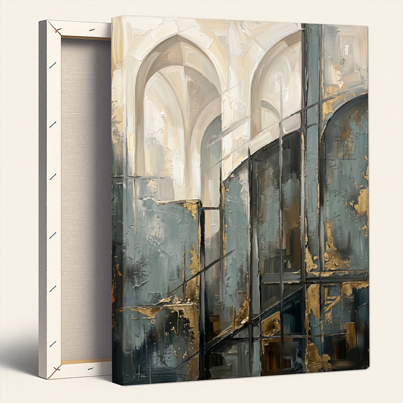 Ensemble d'une toile murale architecturale abstraite, 24"H x 16"W, Wrapped Canvas