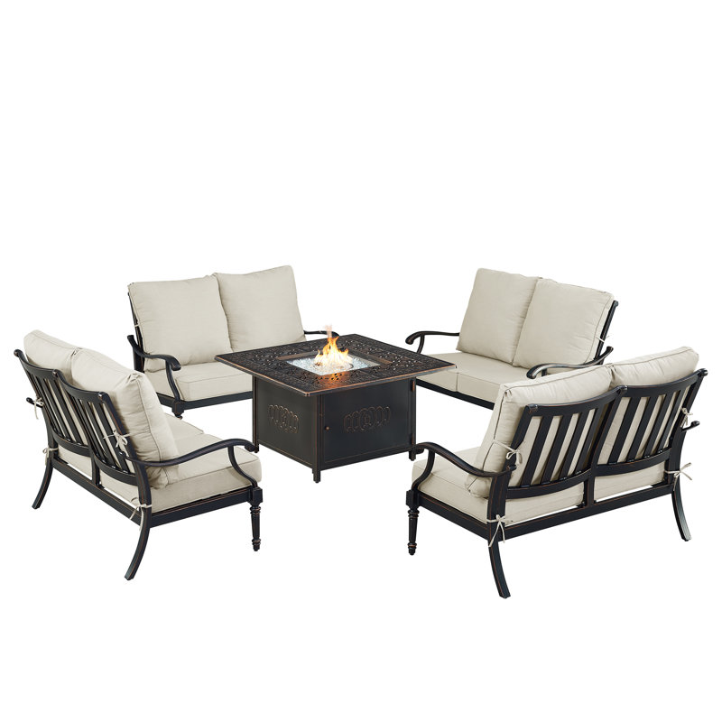 Markece Outdoor 5 - Piece Conversation Set, Light Gray