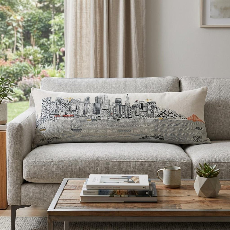 Coussin lombaire 14 po x 35 po San Francisco, Crème, 14 po x 35 po