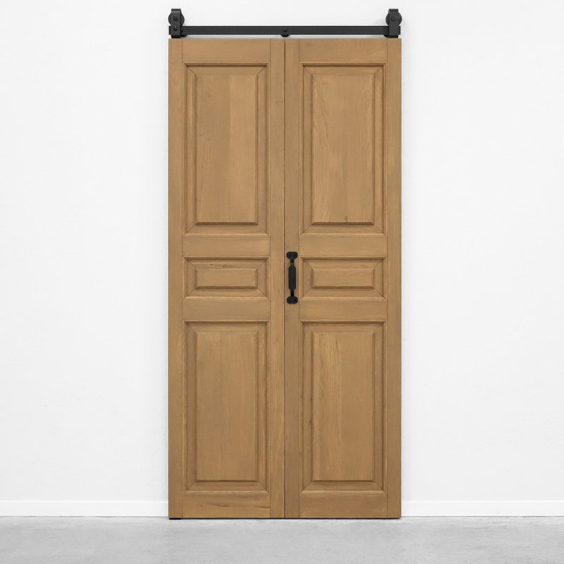 Single Bi-Folding System Solid Oak Barn Door UMBRIA, Cashmere