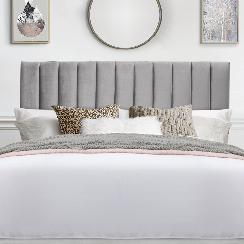 Angiola Upholstered Headboard, King, Gray