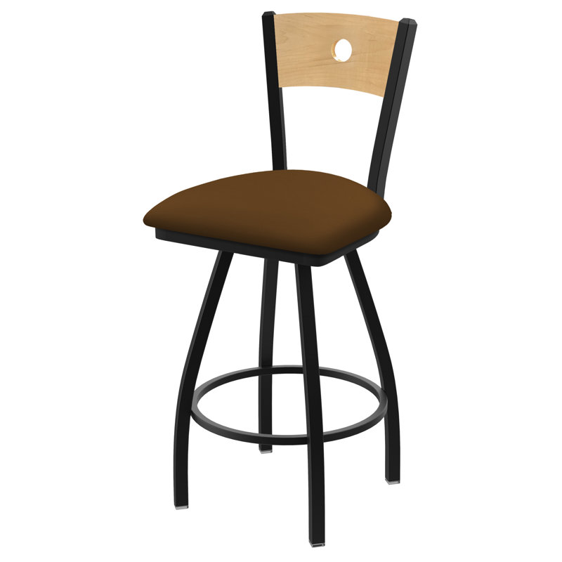 Tabouret pivotant Voltaire, Chêne naturel, Noir froissé, Siège Canter Thatch / finition érable naturel