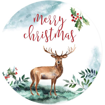 Étiquettes autocollantes de Noël, cercles aquarelles, joyeux Noël, paquet de 40