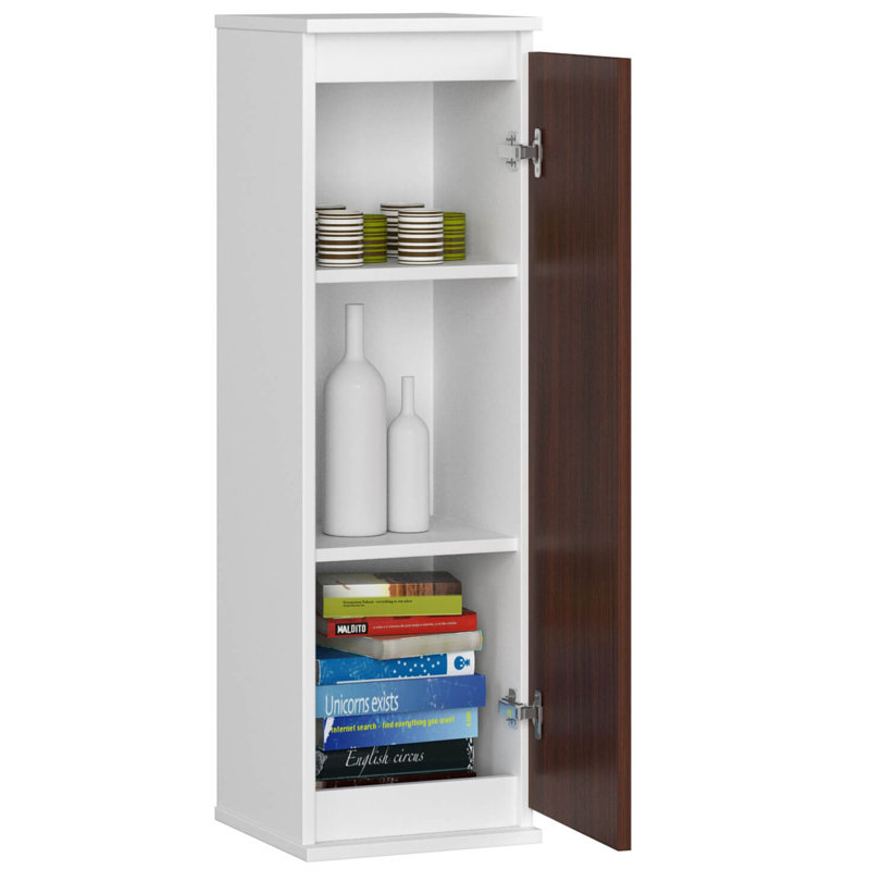 Audean 3 Piece Floating Shelf, White/Dark brown wood, 99cm H x 30cm W x 30cm D