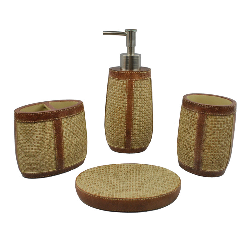 Ensemble d’accessoires de salle de bain tissé 4 pièces