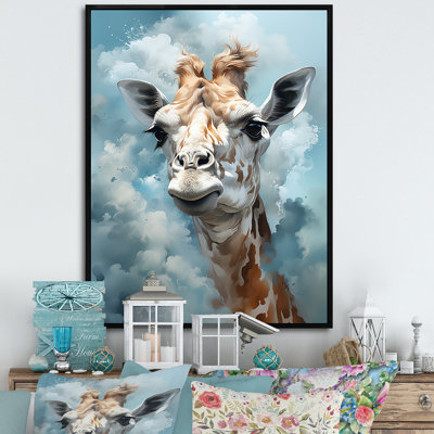 Girafes bleues en harmonie sur toile