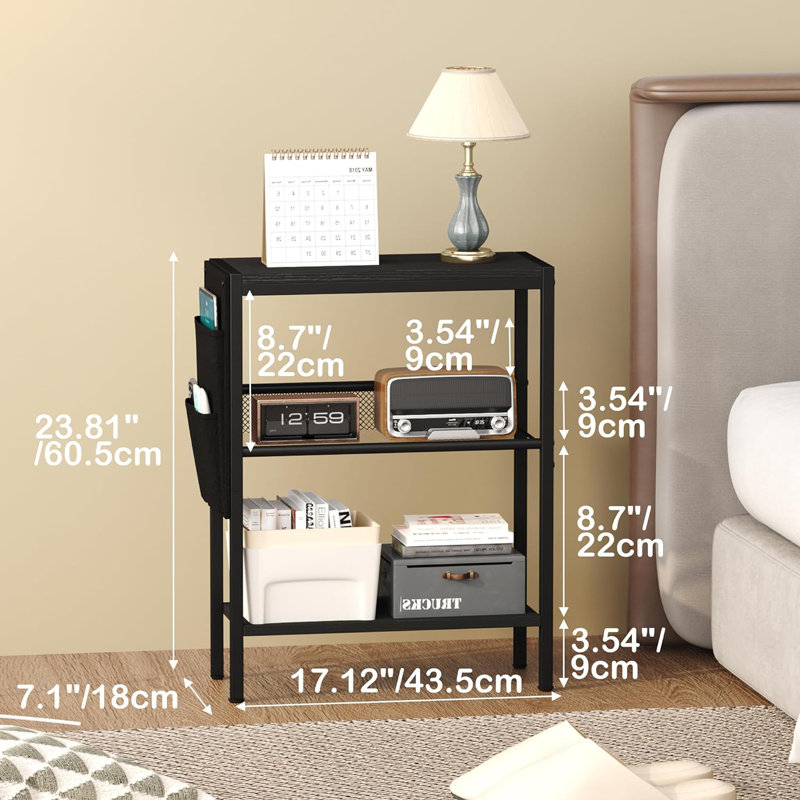 Alket Side Table with Storage, Black