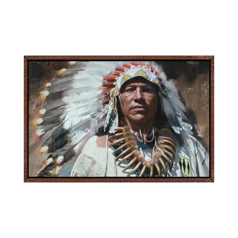 Commander And Chief by David Edward Kucera - Painting on Canvas, 66.04cm H x 101.6cm W x 3.81cm D, Classic Brown Wood Framed