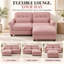 Canapé modulable 2 places Rovesselle en chenille de 176 cm de large avec pouf, coussins à volants et coussins lombaires-1364878373