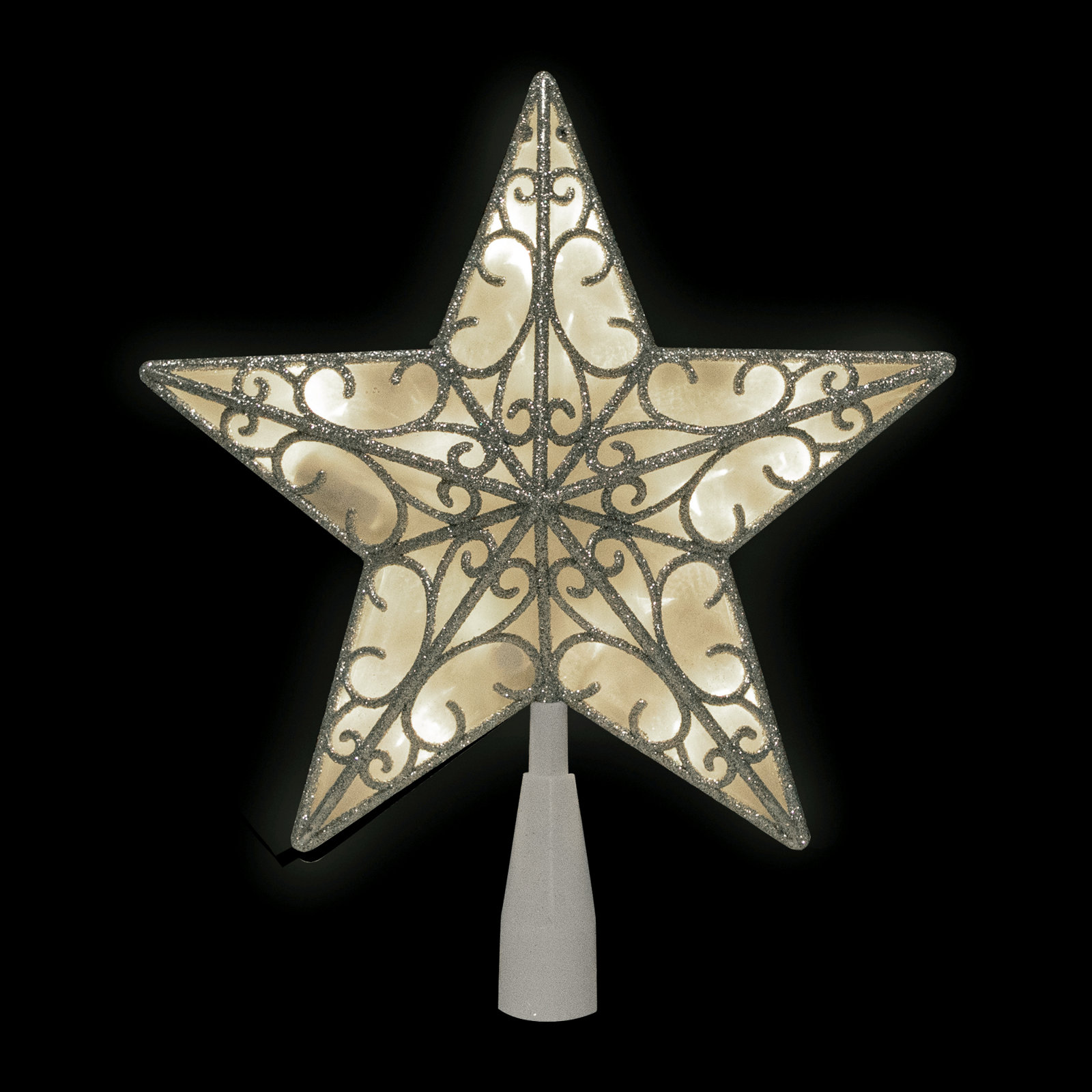 The Holiday Aisle® 9" Pre-Lit Tree Topper, Silver