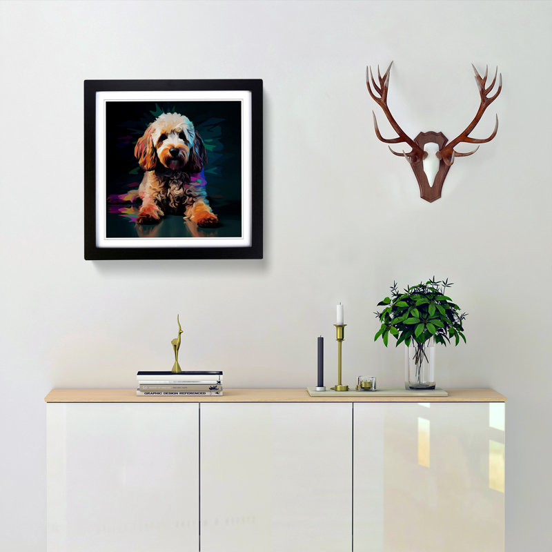Cockapoo Glitch Art - Framed Print, Black
