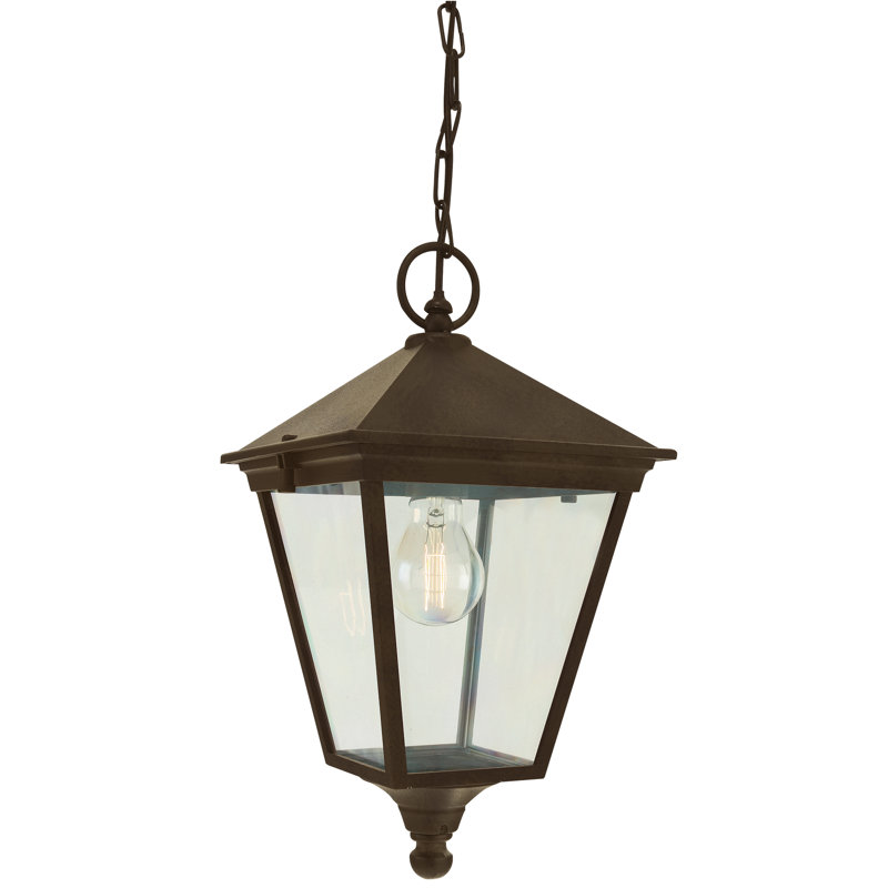 Beijing 1 -Bulb Outdoor Hanging Lantern, Black/Gold, Normal