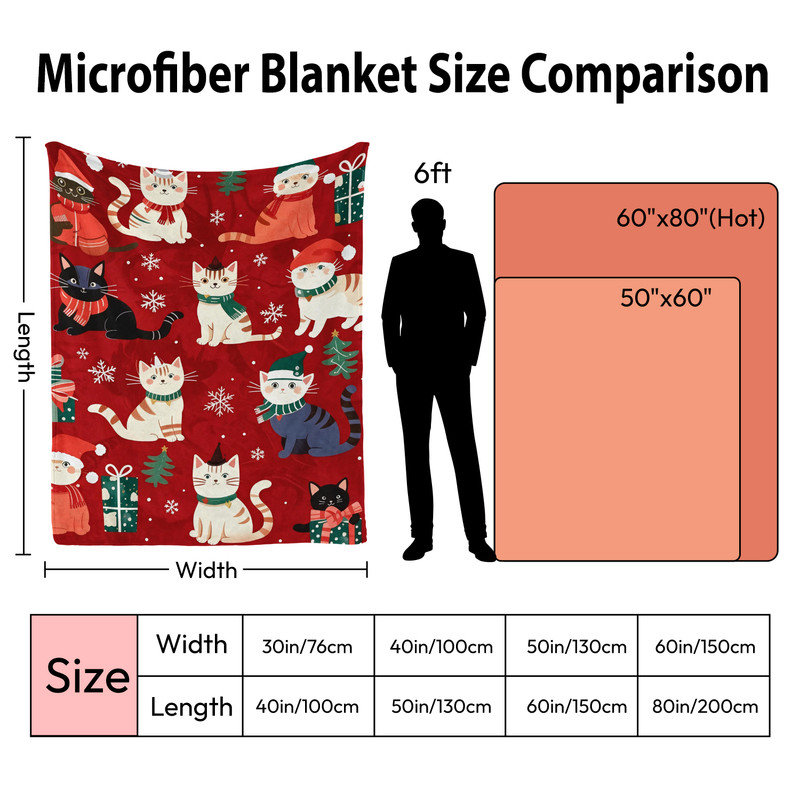 Couverture en flanelle simple JYK, Écharpes de Noël pour chats, L 60 po x l 80 po 