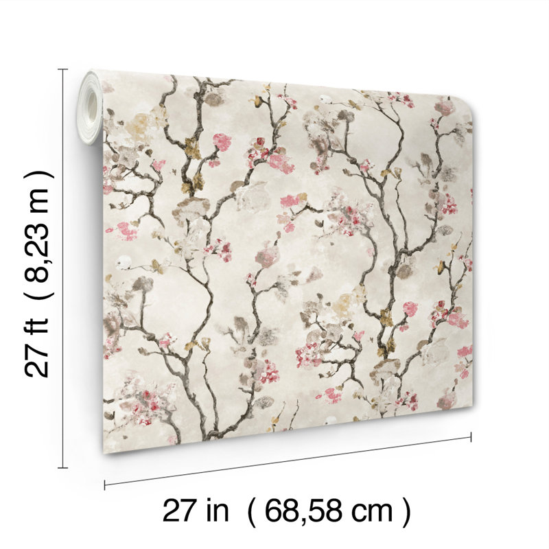 Papier peint rose Avril Chinoiserie, Rose
