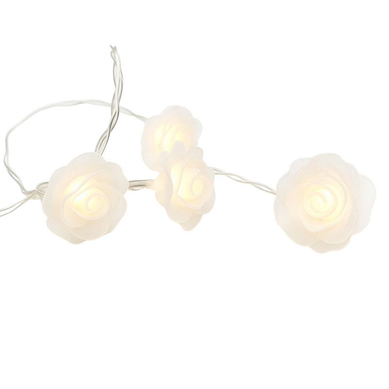  20 LED Rose Flower String Lights – Warm White 5mm LEDs with PVC Roses, Romantic Floral Lighting for Indoor Decor, Weddings, Bedrooms, Parties-12ft