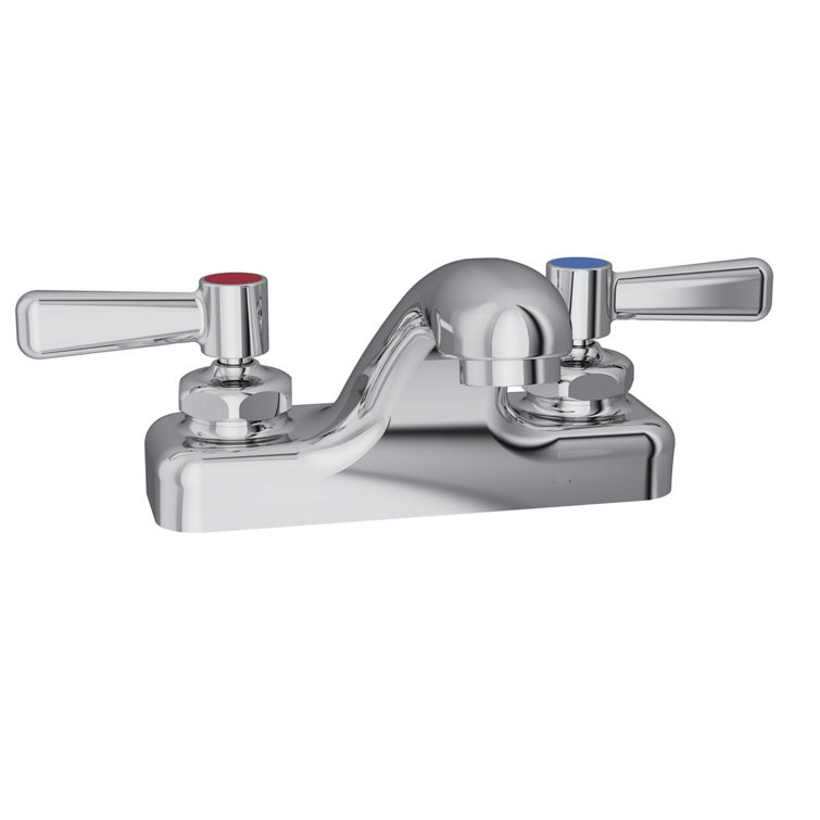 4" Centerset with Exposed Deck Faucet with Pop-up Drain Integral Spout 2" Lever Handles