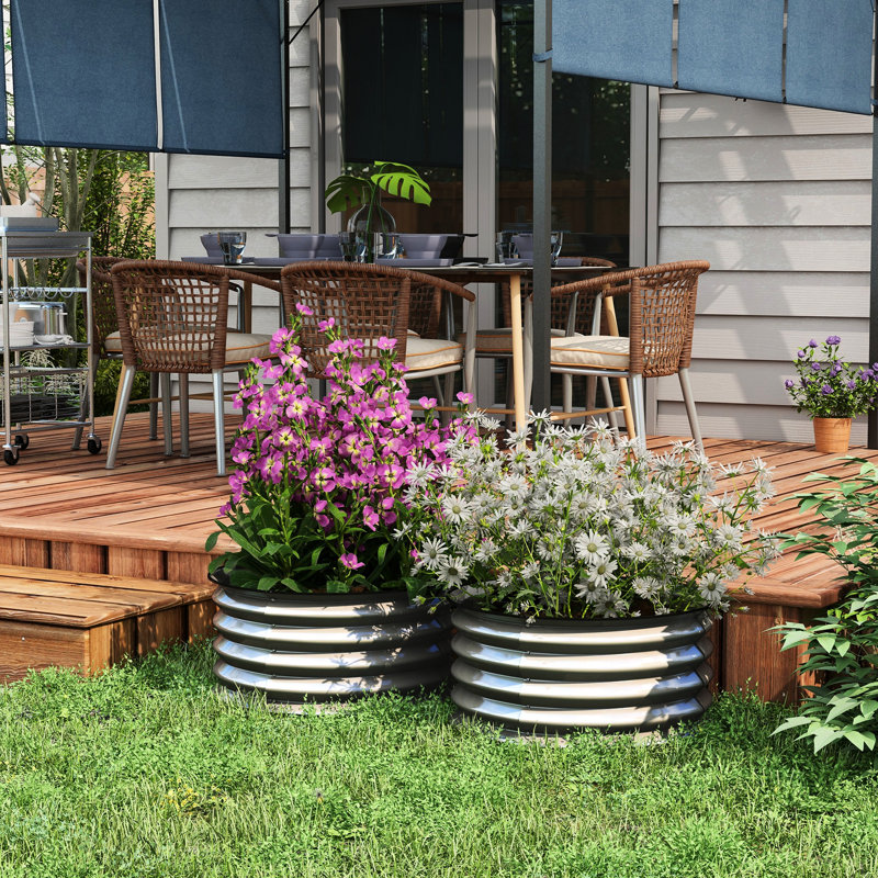 Lit de jardin surélevé galvanisé de 23,5 po x 11,43 po H - 2 unités pour l'extérieur, bordure, facile à assembler, auto-drainant, argent des lits sécurise l'extérieur des fleurs, des herbes et des légumes avec mise à niveau protégée
