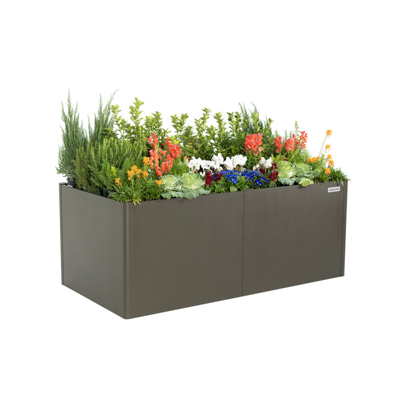 Modern 32" Tall Metal Outdoor Long Planter Box, 32" H x 83" W x 42" D, Urban Charcoal