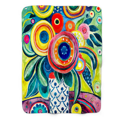 Retro Blossom Burst Throw Blanket