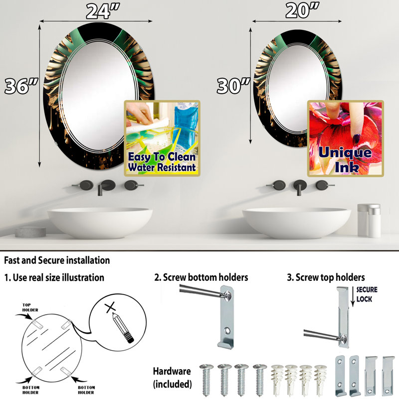 Miroir mural Quiings, 36 po x 24 po
