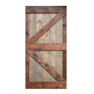 Porte de grange à panneaux peinte en bois sans quincaillerie d'installation - assemblage requis