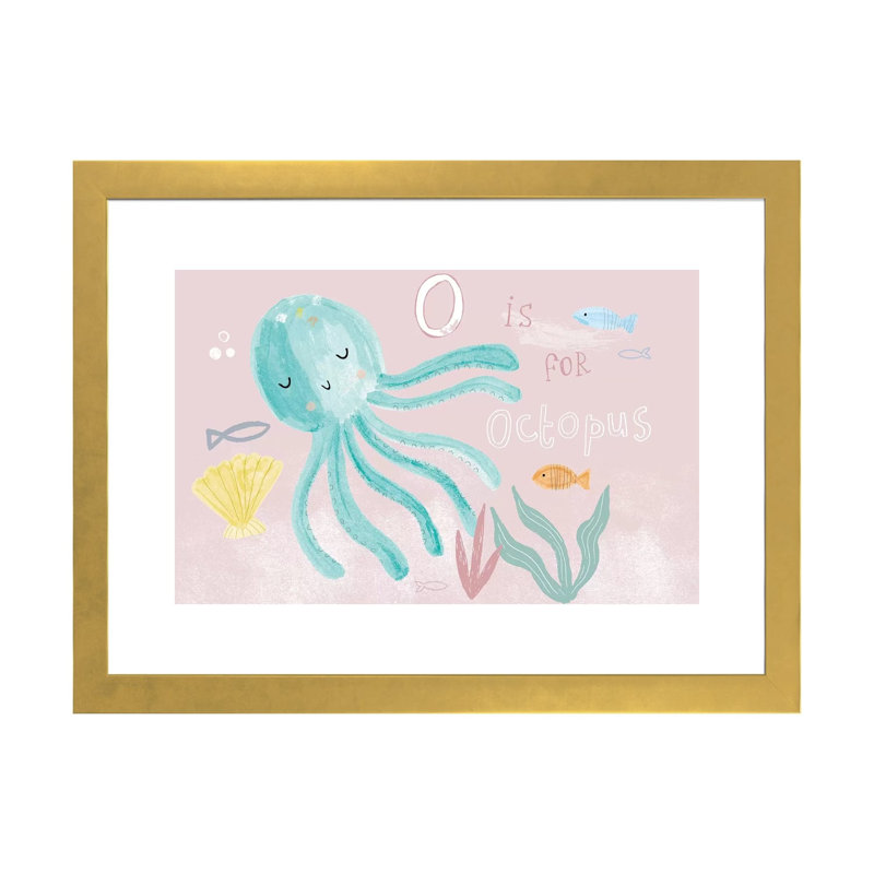 «Everyday Under the Sea II» par Lisa Barlow - impression d'art graphique, H 24 po x l 32 po x P 1 po, Papier encadré doré