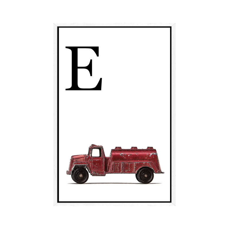 E Water Truck White Letter - Print on Canvas, 101.6 cm H x 66.04 cm W, White Framed