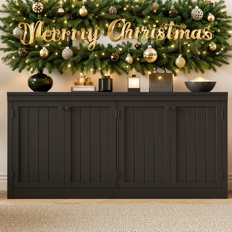 63" Modern 4-Door Sideboard Cabinet with Storage, Buffet Cabinet with Adjustable Shelves, Anti-Tip Kit,for Living Room, Dining Room, Office, Kitchen