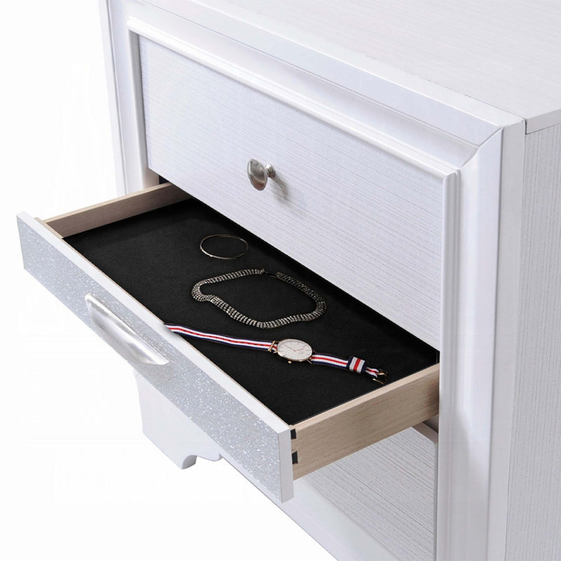Table de chevet contemporaine avec tiroirs de rangement 1pc, Blanc