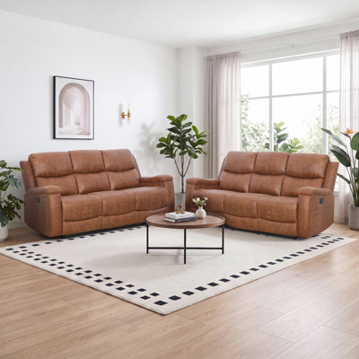 Canapé inclinable à accoudoirs carrés en similicuir 79 po avec porte-gobelet caché Maroske (ensemble de 2)