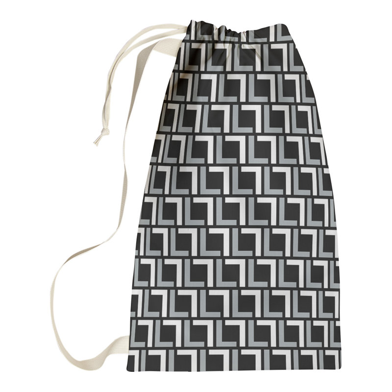Las Vegas Fabric Laundry Bag with Handles, Small (29" H x 18" W), Black/Silver/White