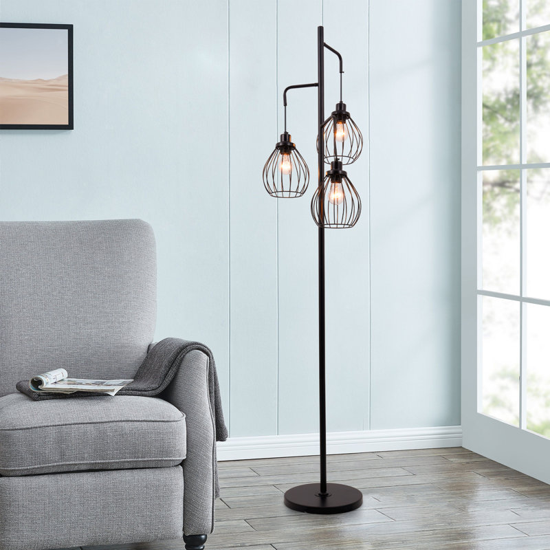 Lampe sur pied à branches noire 70 po 3 lumières